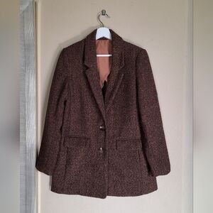 Old Navy Brown Tweed Jacket Coat Dark Academia Vintage Inspired